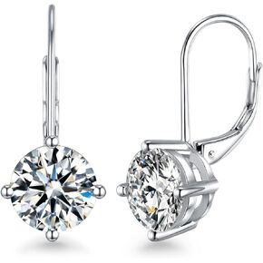 Moissanite Stud Earrings for Women,0.6-4ct 18K White Gold Plated Silver Friction Back and Post for Women Men, D Color VVS1 Round Lab Created Diamond Earrings Men