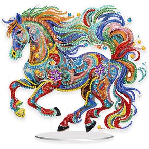Eiflow Tabletop Diamond Art Painting Kit Horse, Stand Up Gem Painting Craft Kit for Adults, DIY Special Diamond Desk Placement Ornament, Box Package