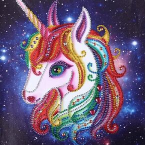 5D Cartoon Animal Diamond Painting, Diamond Painting Moon Kit, DIY Full Diamond Crystal Rhinestone Crafts, Diamond Home Wall Decor Gemstone Art Paint 11.8 X 11.8 inches (unicorn)