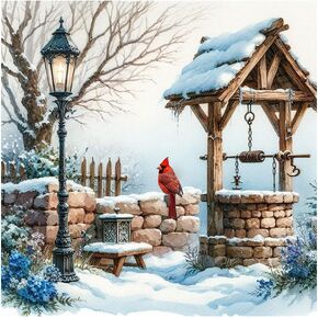 SJUTOUCI Diamond Painting Kits for Adults, Winter Diamond Art Kits for Beginners, 5D DIY Diamond Bead Dot Art, Full Drill Gem Craft Home Decor 12x12 inch, Snowscape