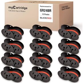 Porelon 11216 myCartridge Replacement for GR24 Porelon 11216 Universal Twin Spool Calculator Ribbon Compatible with NuKote BR80c Dataproducts R3027 Sharp El-1197 P-III Printer (Black/Red,12 Pack)