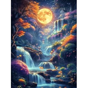 Sretoul Landscape Diamond Art Kits for Adults- Waterfall Diamond Painting Kits, Moon Diamond Art Painting for Home Wall Decor 12x16 inch