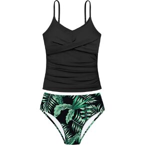 ملابس سباحة للفتيات مكونة من قطعتين بدلة استحمام متقاطعة مكشكشة للفتيات أطقم تانكيني مطبوعة ملابس سباحة للفتيات من سن 9 إلى 16 سنة in Kuwait