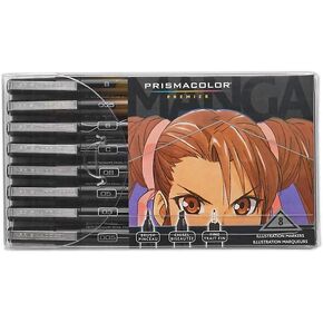 علامات توضيح لخط فاصل Prismacolor Premier ، نصائح رائعة متنوعة ، أسود ، تلوين للبالغين ، 5 عبوات