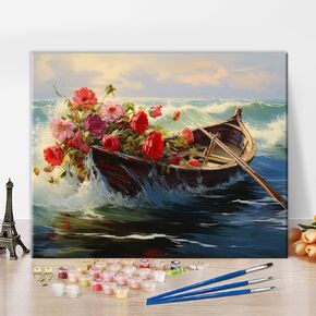 TUMOVO Paint by Number for Adults Beautiful Fox with Flowers in The Meadow Paint by Numbers Kit with Brushes and Pigment, Oil Painting on Canvas for Wall Decor, 16"x20"