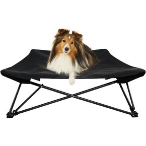 Two Heights in One, Dog Bed Cot for Pet, Waterproof Mesh, Adjustable Height, Indoor/Outdoor (Khaki Brown, Medium)