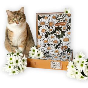 Daisy Meadow Illusion Cats Puzzle - 1000 قطعة بانوراما للبالغين ، طبعة الفنان - صندوق مغناطيسي متميز - تصميم الأزهار العشوائي (مرج القطط)