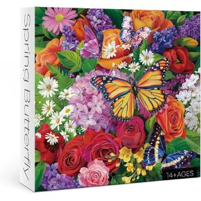 Flower Butterfly Plant Puzzles for Adults 1000 Pieces, Colorful Floral Jigsaw Puzzles, Nature Pretty Peony Rose Tulip Daisy Beautiful Spring Puzzle