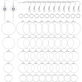 UNICRAFTALE 50pcs Drop Earring Making Kit Hoop Stainless Steel Wire Wrap Earing with 60pcs Hooks Open Jump Rings for DIY Jewelry Making, 24-44mm (DIY-UN0004-10-US12)