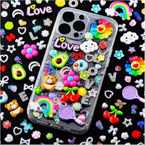 Junk Case Charms,Charms for Junk Cases,Junk Charms for Cases,Junk Phone Case Charms,Junk Case Kit with Large Big Charms,Resin Charms,Slime Charms,Nail Charms,Cute Charms(Red)