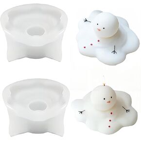 2PCS Christmas Snowman Candle Molds, 3D Cute Abstract Melting Snowman Molds for Soap Aromatherapy Wax Art Clay Craft Festival Home Decoration Making Supplies, White, 20240530