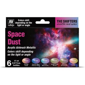 Vallejo - The Shifters Space Dust | Set of 6 Metallic Acrylic Airbrush Colours | Ideal for Painting Fantasy Figures and Wargames | Contains 6 bottles x 17 ml (0.57 fl.oz.)