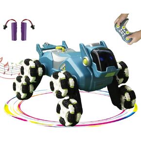 8WD Stunt Remote Control Car Toys for Kids, Remote Control Robot Dog Cars with Light, Music and Dazzling Spray, Remote Control Robot Dog Toys for Boys and Girls Aged 6-14.((White)
