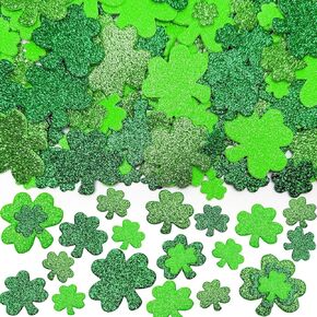 350 Pieces St Patrick's Day Foam Stickers,Shamrock Clover Glitter Stickers, Self Adhesive Shamrock Craft Decorative Stickers for Party Envelopes Card Kids DIY Craft Decoration