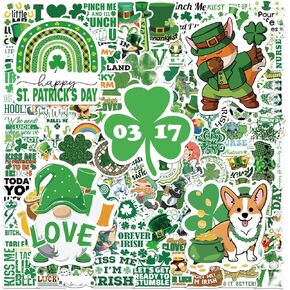 St Patricks Day Stickers, 100 Pcs Vinyl Waterproof St. Patrick's Day Stickers for Kids, Irish Shamrock Stickers for Water Bottle, Laptop, Gifts, Skateboard, St Patricks Day Decorations