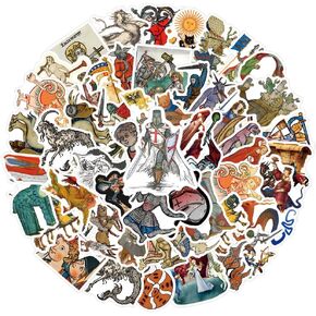 62 Pcs Medieval Stickers Graffiti Waterproof Vinyl for Adults for Birthday Party Supplies Decoration Favors for Water Bottles Laptop Suitcase Scrapbooking Choice