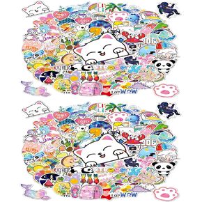 2 * 100 PCS Cute Cartoon Animals Water Bottle Vinyl Stickers for Kids,Holographic Laser Waterproof Also for Luggage and Laptop Creative Stickers in Saudi Arabia