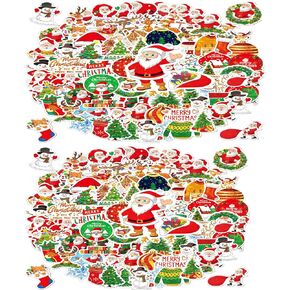 2 * 100 PCS Cute Cartoon Animals Water Bottle Vinyl Stickers for Kids,Holographic Laser Waterproof Also for Luggage and Laptop Creative Stickers