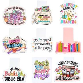 9PC Fall Magnetic Bookmarks Cute Funny Spooky Halloween Bookmark Thanksgiving Ghost Pumpkin Holiday Autumn Gifts for Women Friends Reading Craft Bulk Book Club Cozy Bookish Weekend Christmas (Cute)