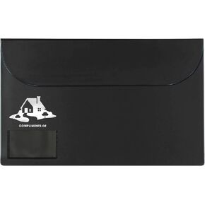 Legal Size Vinyl Document Folder with Clear Business Card Pocket, Real Estate Agent Supply Holds Closing Paperwork (Black, House - 5 Pack)