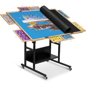 Becko US 2000 Piece Tilting & Rotating Jigsaw Puzzle Table with 8 Drawers & Cover, Foldable Jigsaw Puzzle Board with 5 Tilt Angles & Height Adjustment, Puzzle Storage, for 2000 Pieces Jigsaw Puzzles
