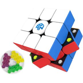 Gan 356 M 3x3 Magic Speed ​​Cube Stickless 3x3x3 Magnetic Cube Gans 356m (Lite Ver 2020 ، لا GES إضافية)