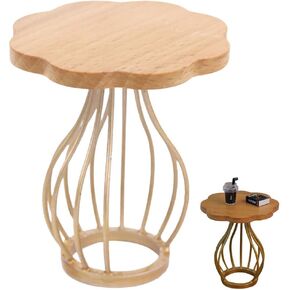 ERINGOGO Miniature Coffee Table Side Tea Table Toy Miniature End Table Mini Dollhouse Chair Miniature Tea Table Round Side Table Decor Mini End Table Small Furniture Wooden Dining Table