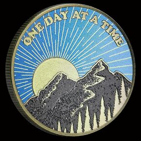 Cyoung Mountain Sunrise Badge ذات يوم في وقت واحد من Time Metal Token Lucky Coin للرجال أو النساء إدمان Recovery Medallion