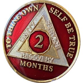 Ranger Industries 2 Month AA Medallion Metallic Mandarin Red 60 Day Sobriety Chip