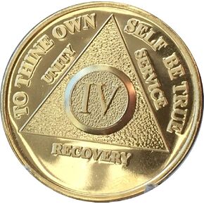 Wendells 4 Year 24K Gold Plated AA Medallion Anniversary Chip