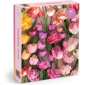 Galison Ephemeral Tulips– 1000 Piece Jigsaw Puzzle Featuring Beautiful Artwork of Blooming Spring Tulips