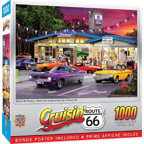 MasterPieces - 1000 Piece Jigsaw Puzzle, Route 66 Pitstop, Fun for Adults, Family, Kids, 19.25" x 26.75"