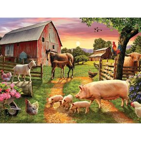 750 Piece Puzzle for Adults Sharon Steele Playful Day at The Farm Whimsical Country Farm 27x20 Jigsaw Puzzle