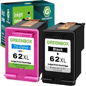 GREENBOX Remanufactured Ink Cartridge 62 Replacement for HP 62XL 62 XL for HP Envy 7640 5660 5540 5640 5642 7645 5549 Officejet 5740 5741 8040 OfficeJet 200 250 Mobile Printer (1 Black 1 Tri-Color)