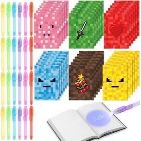 ZOIIWA 48 PCS Invisible Ink Pens with Book Notepads Spy Pens for Kids 4-8 8-12, 24 Ink Pens Bulk with UV Light Spy Game Magic Pen and 24 Pixel Notebooks Party Favors Valentine Birthday Gift Boys Girls