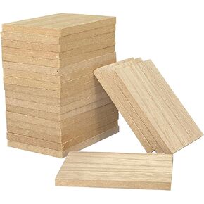 36 Pieces Unifinished Wooden Cutouts for Crafts,2.5 x 3.5 Inches Regtangle Shape, 6.4mm 1/4th Inch Thick Unfinished Wood Tiles