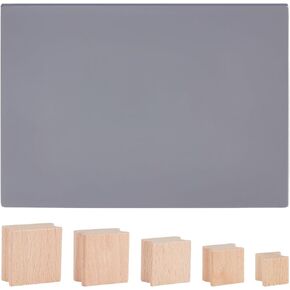 BENECREAT 40Pcs Wooden Stamp Blocks, 5 Sizes Blank Rubber Stamp Mounts with Rubber Stamp Sheet, Laser Engraving Rubber Seal Accessories for Crafts DIY