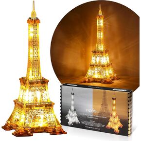 LED 3D Puzzle Eiffel Tower Building Model - 3D Architecture Building Model - Landmark of Paris at Night - 3D Acrylic Puzzle Décor Lamp DIY Ornament Nightlight(Standard,Gold)