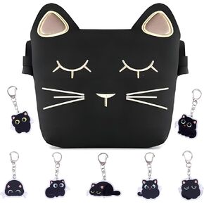 Cute Cat Crossbody Bag, 4 Pack Little Girls Purses Cute Cat Bag with 1 mini Coin Purse Cat Headband and Elastic Hair Ties
