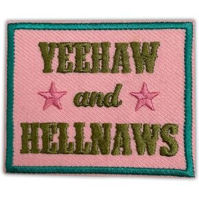 Yeehaws and Hellnaws Patch, Size 3 Inches Iron On Western Cowboy Embroidery Patches for Hats Clothes Backpacks Jeans, DIY Sew On Patches, Fabric Patches, Trendy Patches, Gifts for Boys Girls