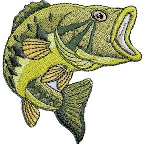 Bass Fish Embroidered Iron on Patches for Jackets Sweatshirts Hats T-Shirt Backpack Camping Animal