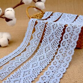 Blue Lace Ribbon 8 Yards Cotton Lace Trim Crochet Sewing Lace for Crafts Gift Wrapping Wedding Decoration