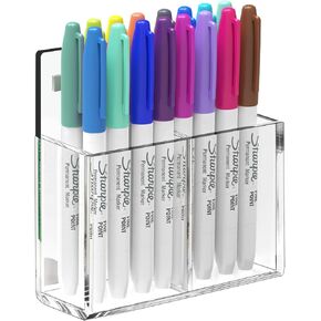 Magnetic Dry Erase Marker Holder for Whiteboard, Non-slip Acrylic Strong Magnet Pen Holder for Desk Fridge Refrigerator, Locker Organizer Storage Accessories,Clear Pencil Cup Marker Organizer
