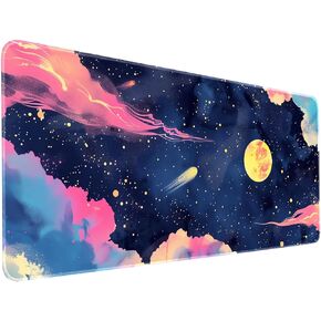 Large Gaming Mousepad 35.5 X 15.8 in Mouse Mat XXL Long Desk Pad Durabla Non-Slip Rubber Surface Stain-Resistant Easy to Clean Pink Black Fluid for Officer and Gamers