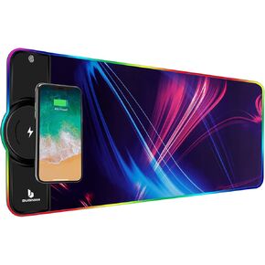 Gaming Mouse Pad,Gaming Desk Mat,Mouse Pad with Wireless Charging,15W Fast Chargering,10 Lighting Modes,for Gaming Keyboard&Mouse,Home&Office,Mobile Phone Devices,31.5"X11.8",Flare Color