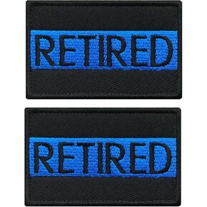 Antrix 2 Pack Thin Blue Line Retired Flag Patch Tactical Police Law Enforcement Retired Patch with Hook & Loop Embroidered Applique Army Retired Emblem Badge Patch for Uniform Clothes