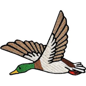 Duck Iron On Patch - Embroidered Hunting Duck Silly Goose Cute Birds Applique Transfers Appliques Iron On Sew On Patches for Holes, Clothing, Jeans, Hat, Backpacks, Clothes, Hats (3'' Flying Duck)