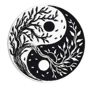 4" Yin Yang Tree Iron On Patch | Embroidered Meditation Family Tree Cool Decorative Applique Appliques Iron On/Sew On Patches for Clothing, Backpacks, Hats, Jackets, Clothes