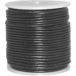 Round Leather Cords, Genuine Leather String for Jewelry Making DIY Crafts, Beading Work, Necklace Cords, Bracelet Leather Cord, Leather Cords for Craft (Black, 2.0mm)
