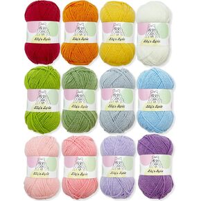 Lily's Lyric Vibrant Yarn 12-Pack of 50g/1.8oz | 120m/130yd | #2 Fine (Sport) | Yarn for Crocheting and Knitting